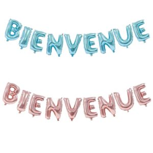 Guirlande de ballons “BIENVENUE” rose ou bleu d’une hauteur de 36 cm