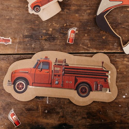 Assiettes pompier kraft rouge et or 13x28.4cm par 8