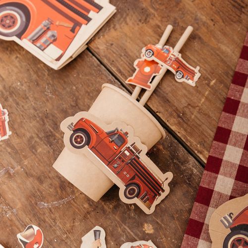 Gobelets pompier kraft rouge et or 25.5cl par 8