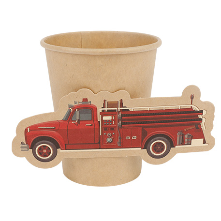 Gobelets pompier kraft rouge et or 25.5cl par 8