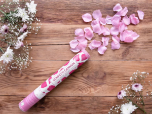 Canon à confettis pétales de rose, rose 40cm