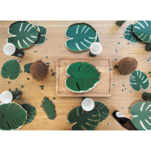 Assiettes Feuille Tropicale 23cm par 8