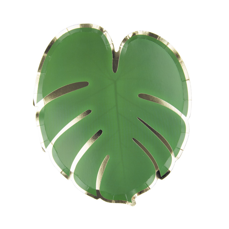 Assiettes Feuille Tropicale 23cm par 8