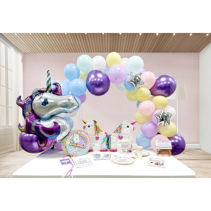 Kit Arche 50 Ballons Licorne avec Accessoires