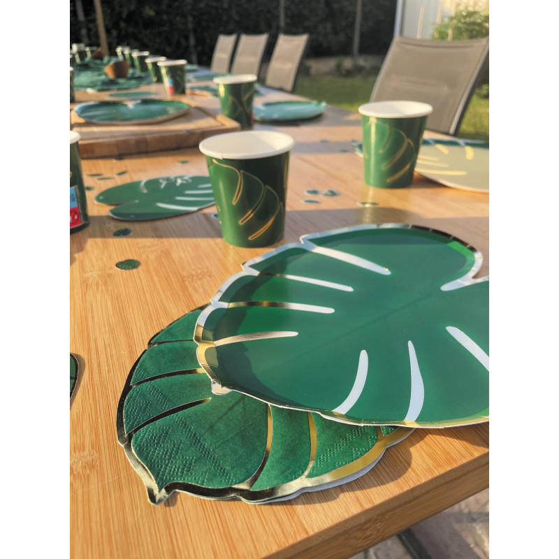 Serviettes Feuille Tropicale 30x33cm par 16