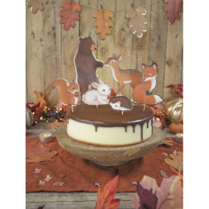 Set de 6 décorations woodland pour gâteau