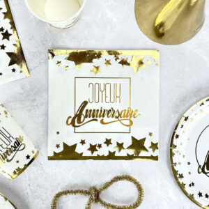 Serviettes papier 33 x 33 cm JOYEUX ANNIVERSAIRE par 16