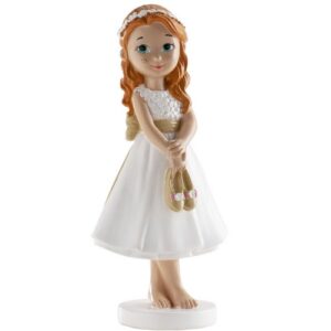 Figurine gâteau communion fille pieds nus 13 cm