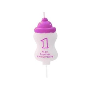 Bougie “Mon Premier Anniversaire” Rose Forme Biberon 3x6cm