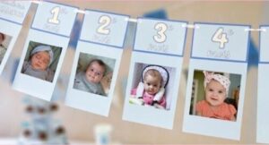 Guirlande d’évolution photo bleu bébé garçon “Ma première année”