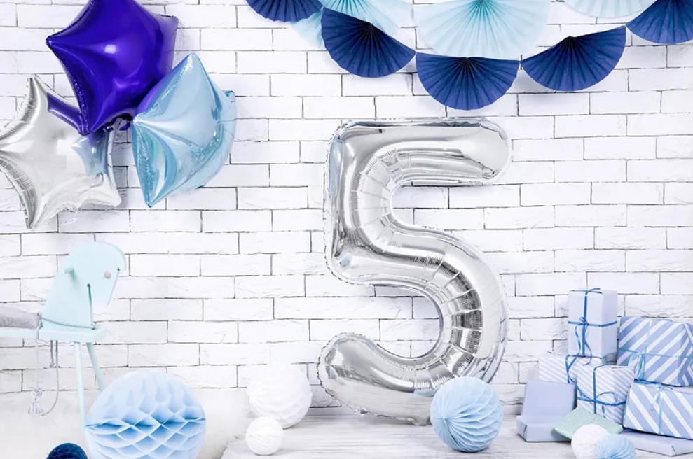 Ballon Mylar Chiffre “de 0 à 9” 86 cm argent