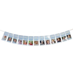 Guirlande d’évolution photo bleu bébé garçon “Ma première année”