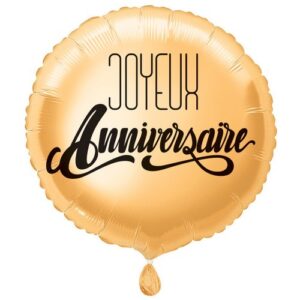Ballon Foil 45cm âJoyeux Anniversaireâ Or