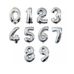 Ballon Mylar Chiffre “de 0 à 9” 86 cm argent