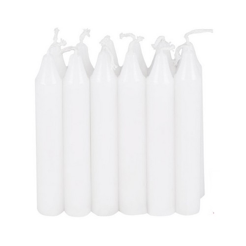 Boîte de 12 Bougies Blanches 10cm x 1,3cm pour Lampions avec Bobèches