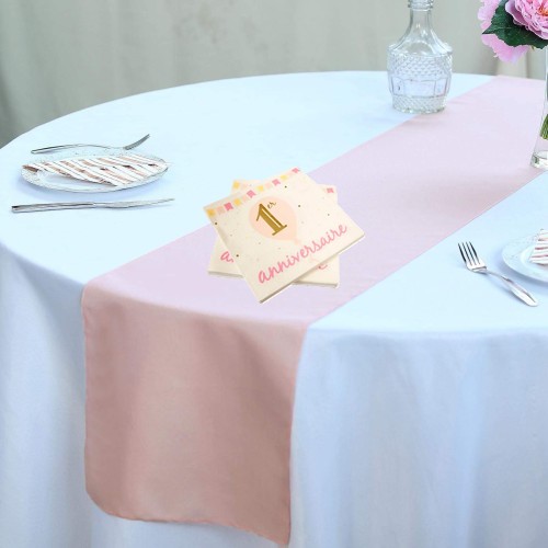 Serviettes de Table 1er anniversaire Blanche Doré Métallisé et rose par 20