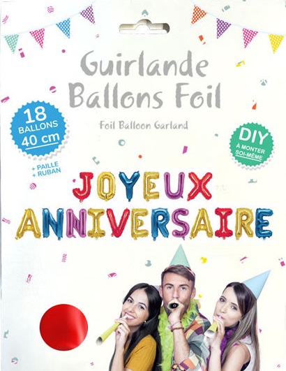 Guirlande de Ballons “Joyeux Anniversaire” 40 cm
