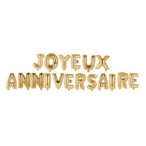 Guirlande de Ballons Foil âJoyeux Anniversaireâ Or 40cm