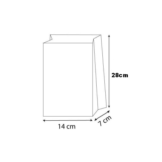 Sacs Kraft Blanchis 14 x 7 x 28 cm en Carton de 1000