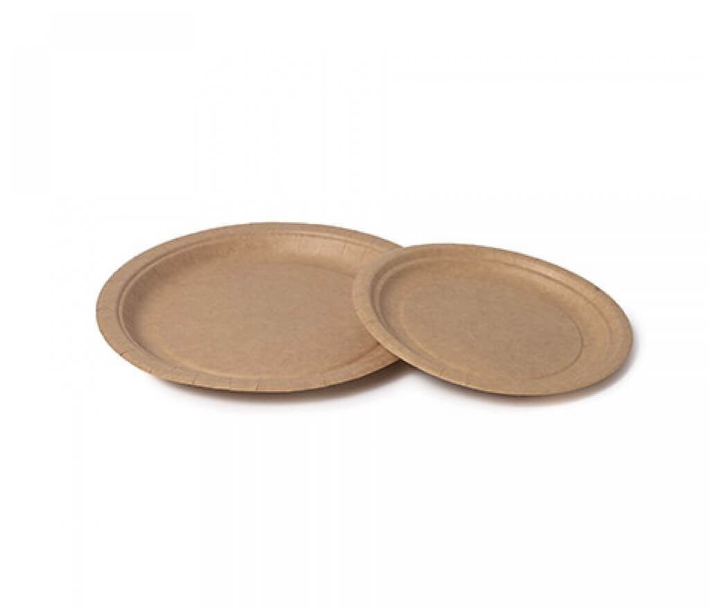 Assiette carton kraft biodégradable nature 22cm et 18cm