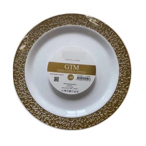 assiettes GTM doré réutilisables par 10