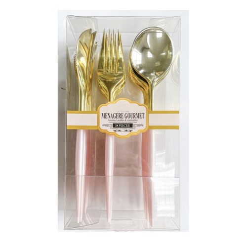 Ménagère Gourmet 24 pièces rose et or réutilisables