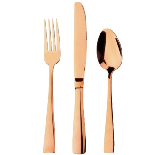 couverts plastiques ménagère prestige 30 pièces rose gold réutilisable