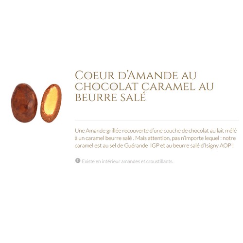 Cœur d'amande au chocolat au lait saveur caramel beurre salé