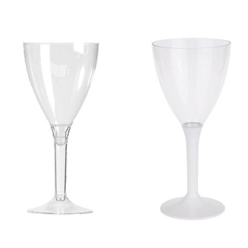 Verres à vin réutilisables pied blanc et transparent