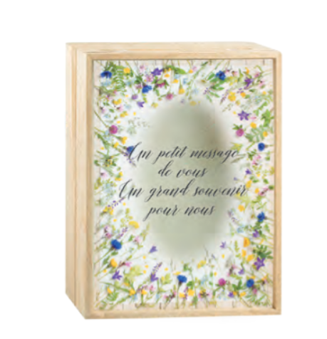 Boite "UN PETIT MESSAGE DE VOUS UN GRAND SOUVENIR POUR NOUS" floral 25 x 10h x 35cm