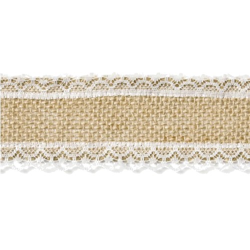 Ruban de jute avec bords dentelle 5m de long sur 5cm de large