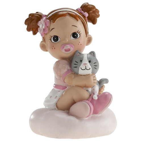 Figurine Gâteau Fille avec Chat 10cm