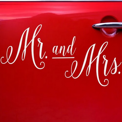 Autocollants pour voiture de mariage “Mr. and Mrs.”