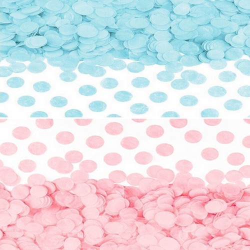 Confettis en forme de cercles en papier de soie bleu & rose clair 15g