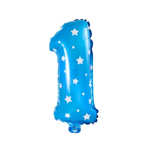 Ballon “1” Métallisé Bleu avec étoiles 36cm