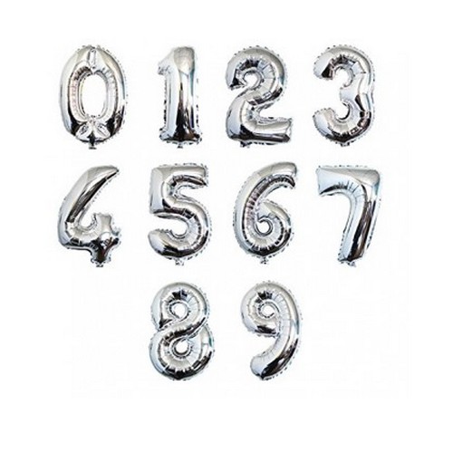 Ballon Mylar Chiffre “de 0 à 9” 86 cm argent