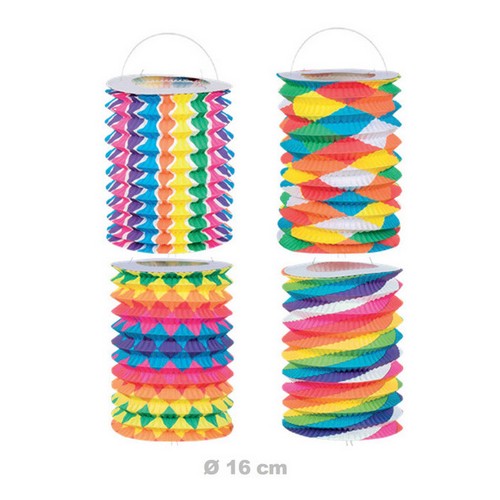 Lampions Cylindriques Multicolores 16cm - 4 Motifs par 12