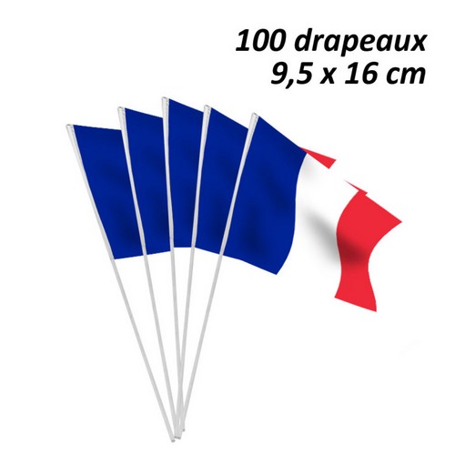 Drapeaux tricolore France Papier 9,5 x 16cm par 100