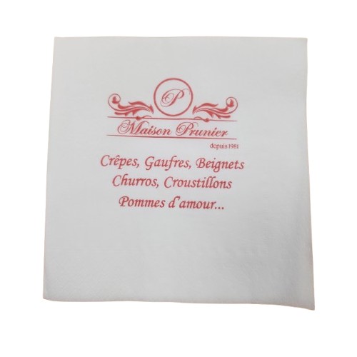 Serviettes ouate lisse blanches 2f 30x30cm Maison Prunier