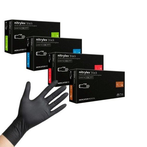 Gants nitrile noir non poudrés Nitrylex Mercator